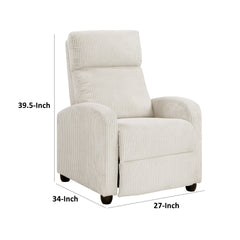 Pary Manual Push Back Reclining Chair with Beige Ribbed Corduroy