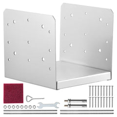 8"x 8" Post Base, 1Pcs Stainless Steel Adjustable Post Anchor Bracket(Internal 7.8 x 7.3"), Adjustable Post Base for Pavilion Deck Porch Handrail Railing Support Decorative Anchor Plate