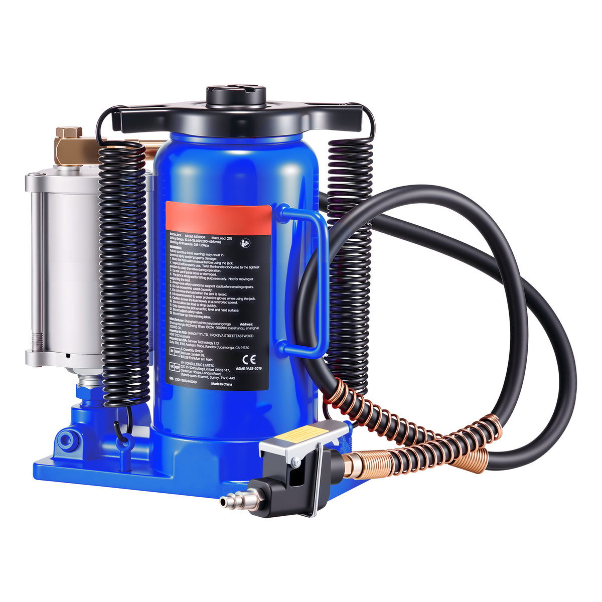 Air Hydraulic Bottle Jack High Lift Jack 20 Ton (44092 lb) Car Repair Blue