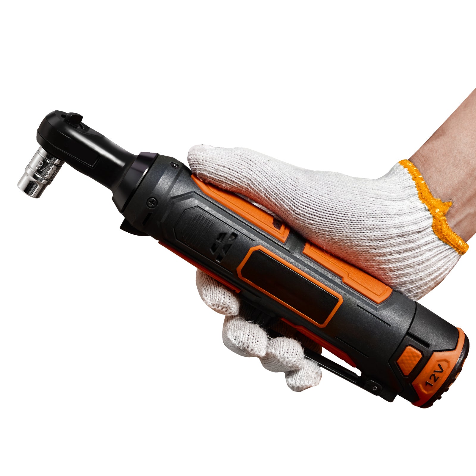 3/8" Cordless Electric Ratchet Wrench Set, 12V 33 Ft-lbs Power Ratchet Tool Kit, 45-Min Fast Charge, 2-Pack 2.0Ah Battery, Built-in LED Light, Variable Speed Trigger, 10 Sockets