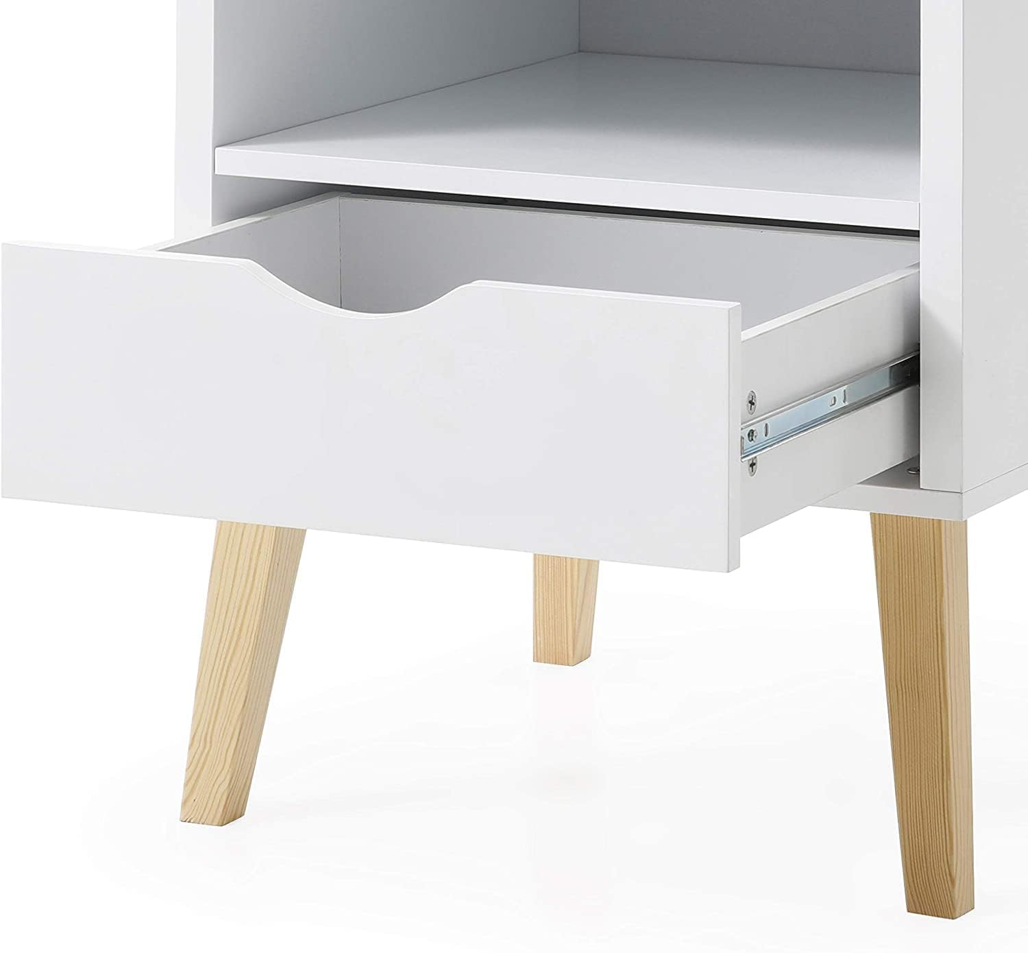 Mid-Century Modern Jeff Night Stand, End Table Bed Room Accent Side Table, White