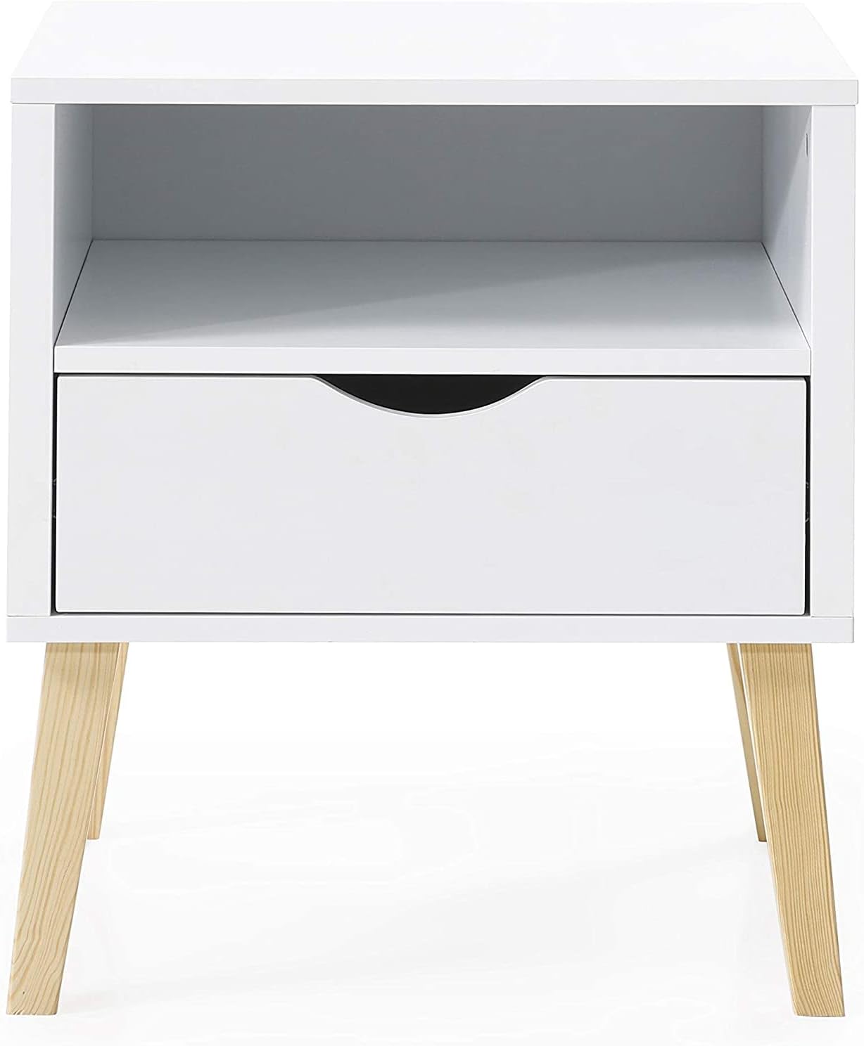 Mid-Century Modern Jeff Night Stand, End Table Bed Room Accent Side Table, White