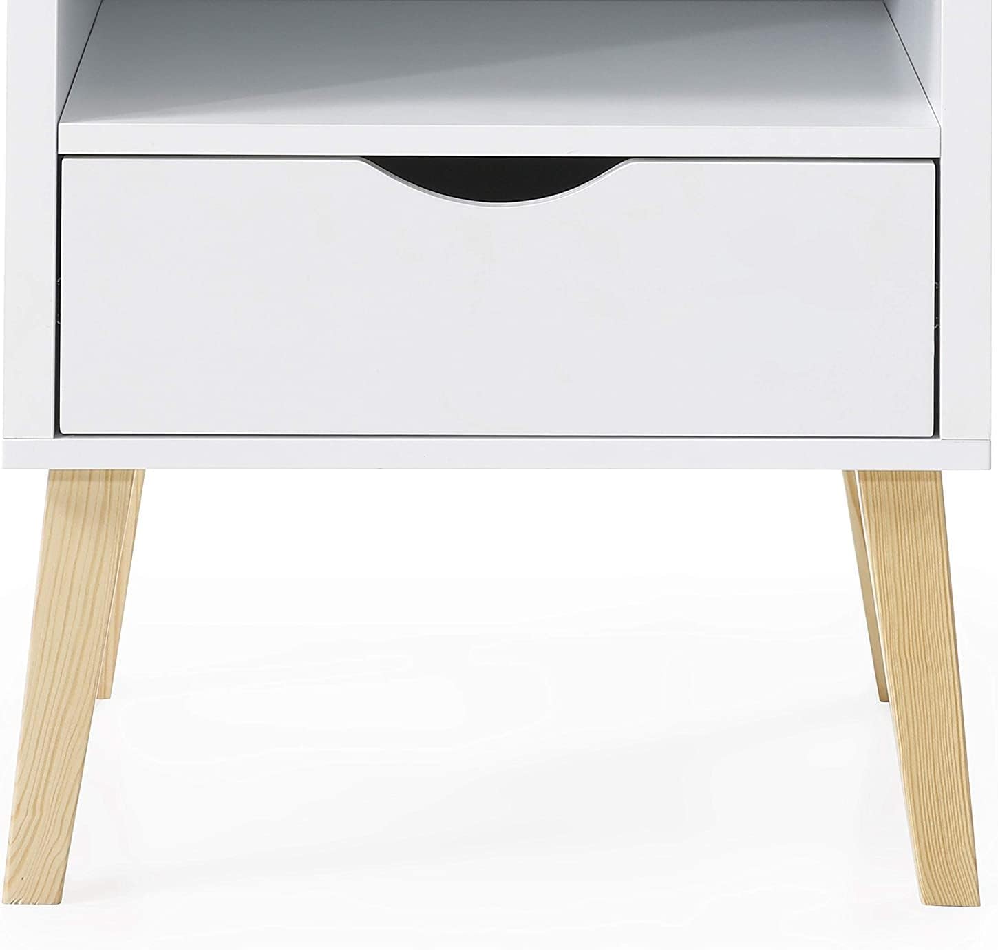 Mid-Century Modern Jeff Night Stand, End Table Bed Room Accent Side Table, White
