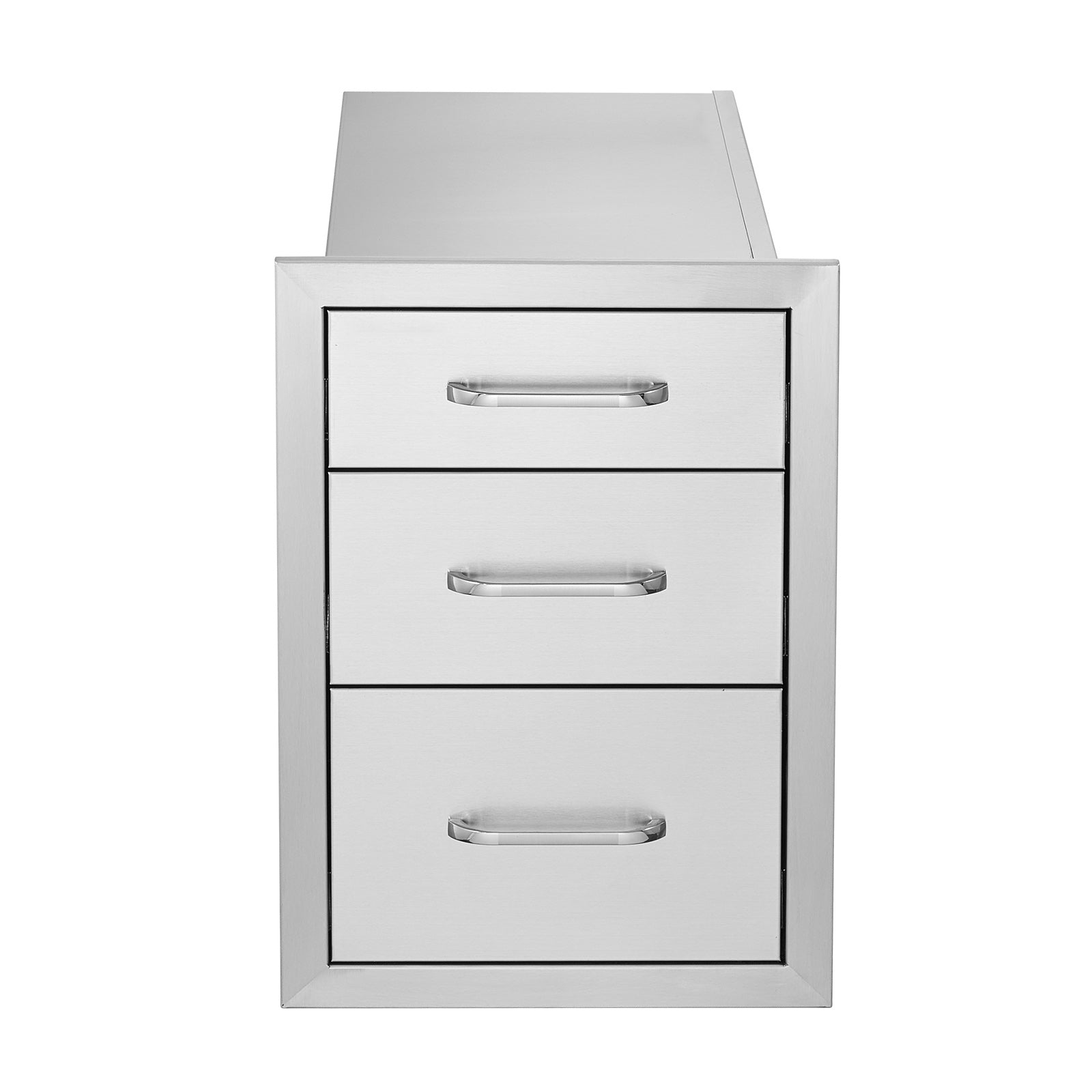 Outdoor Kitchen Drawers 14" W x 20.3" H x 23" D, Flush Mount Triple Access BBQ Drawers Stainless Steel with Handle, BBQ Island Drawers for Outdoor Kitchens or Patio Grill Station
