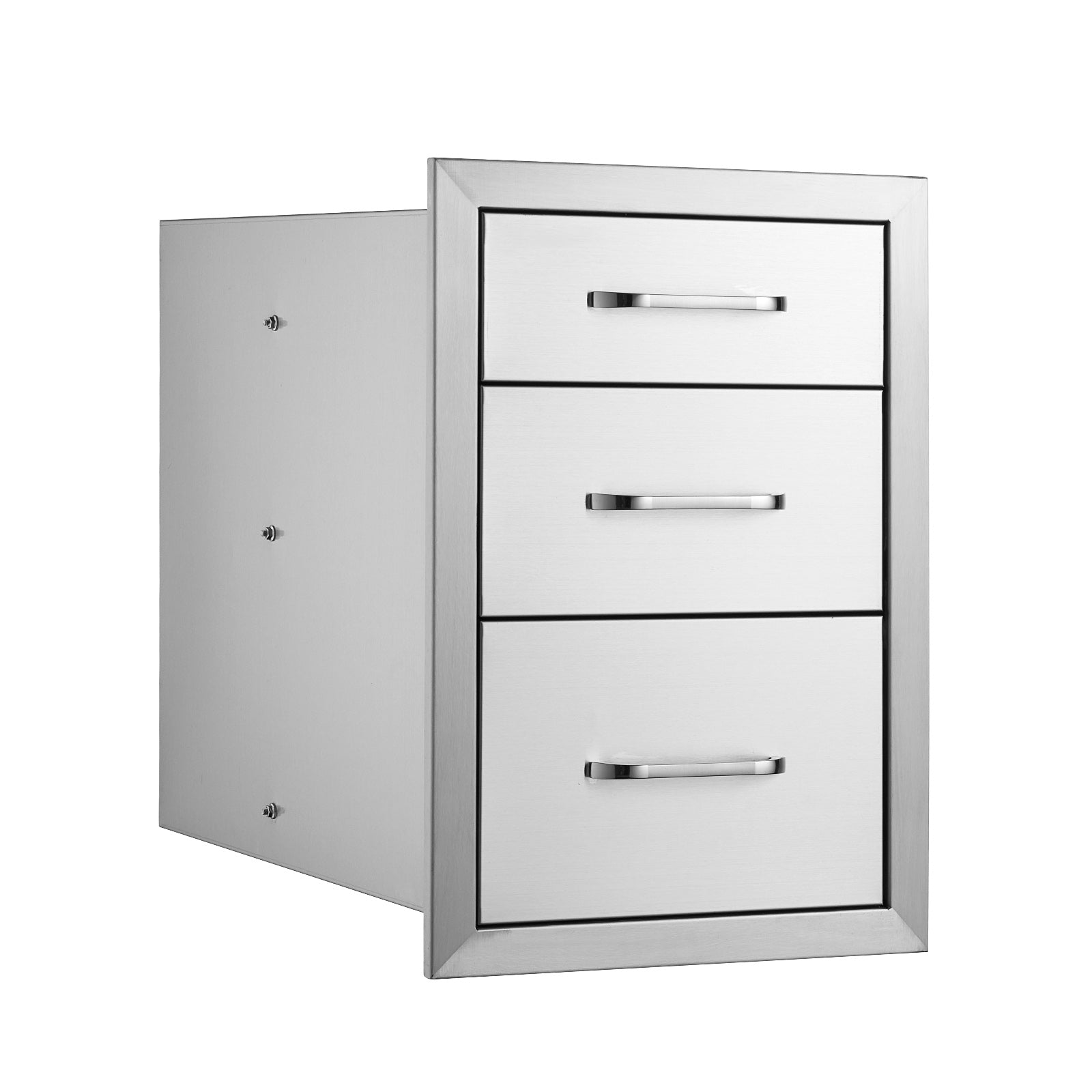 Outdoor Kitchen Drawers 14" W x 20.3" H x 23" D, Flush Mount Triple Access BBQ Drawers Stainless Steel with Handle, BBQ Island Drawers for Outdoor Kitchens or Patio Grill Station