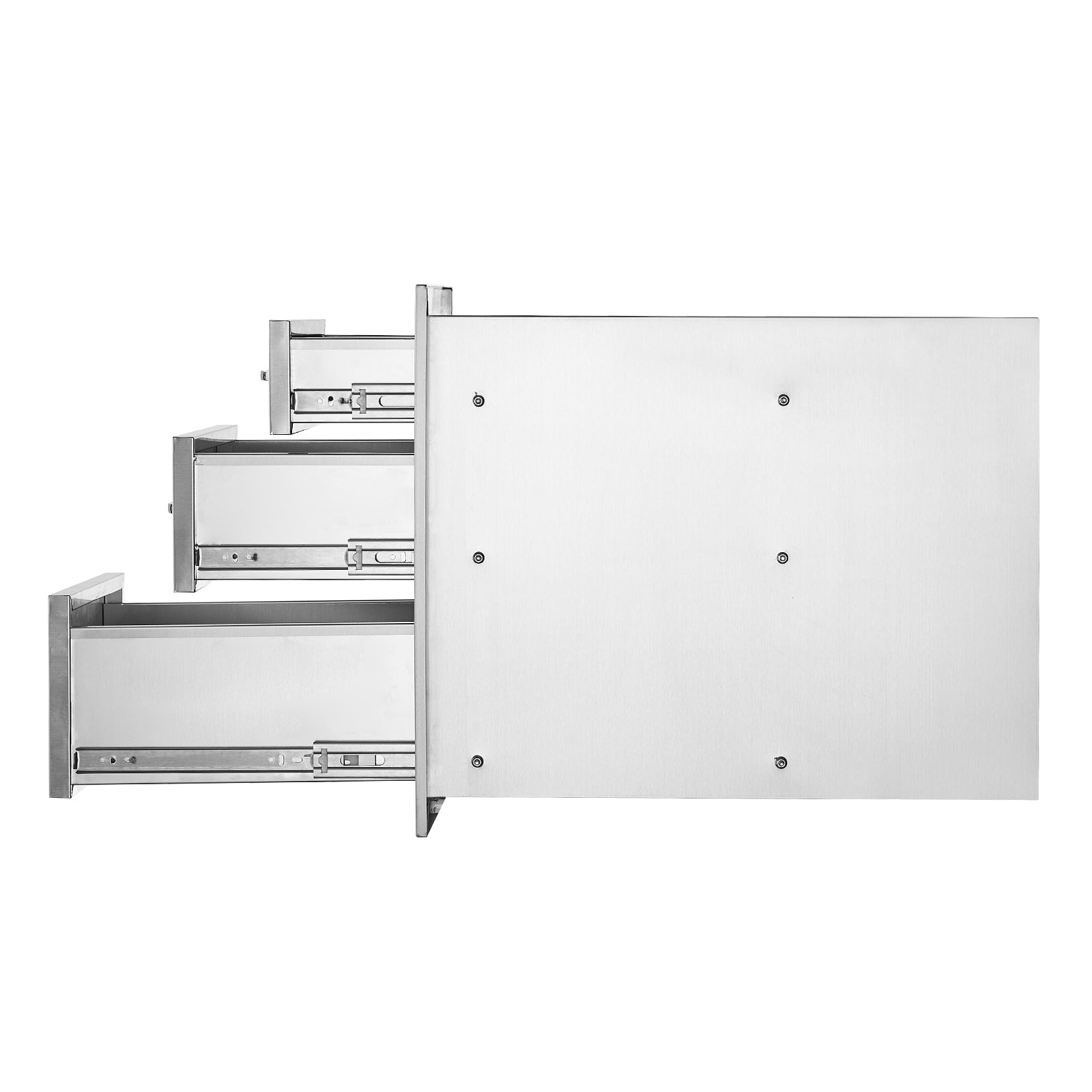 Outdoor Kitchen Drawers 14" W x 20.3" H x 23" D, Flush Mount Triple Access BBQ Drawers Stainless Steel with Handle, BBQ Island Drawers for Outdoor Kitchens or Patio Grill Station