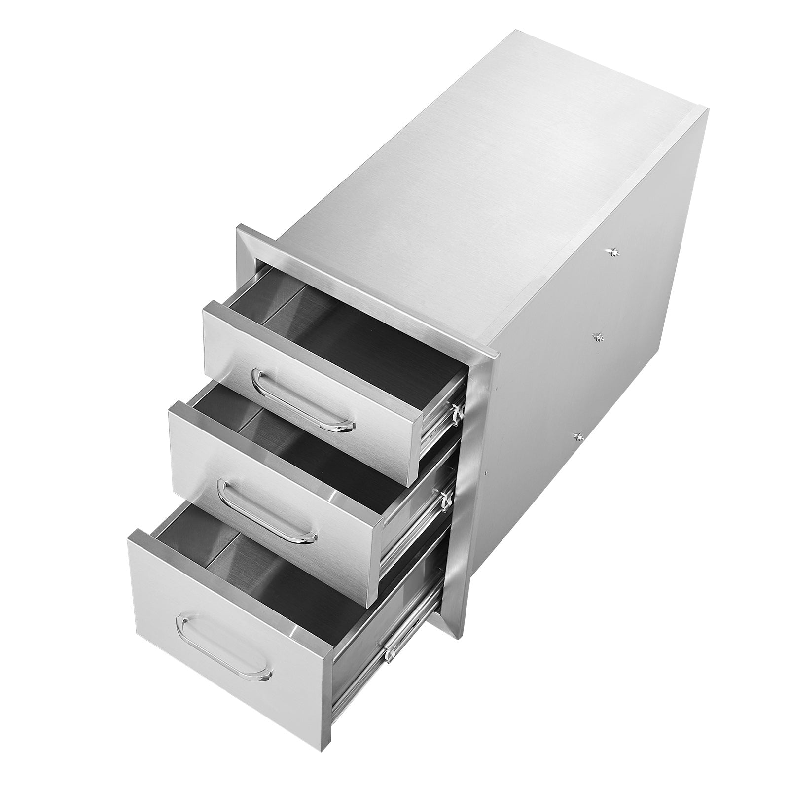 Outdoor Kitchen Drawers 14" W x 20.3" H x 23" D, Flush Mount Triple Access BBQ Drawers Stainless Steel with Handle, BBQ Island Drawers for Outdoor Kitchens or Patio Grill Station