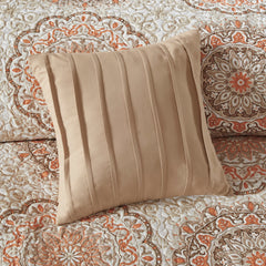 6 Piece Reversible Quilt Set with Throw Pillows Orange King/Cal King