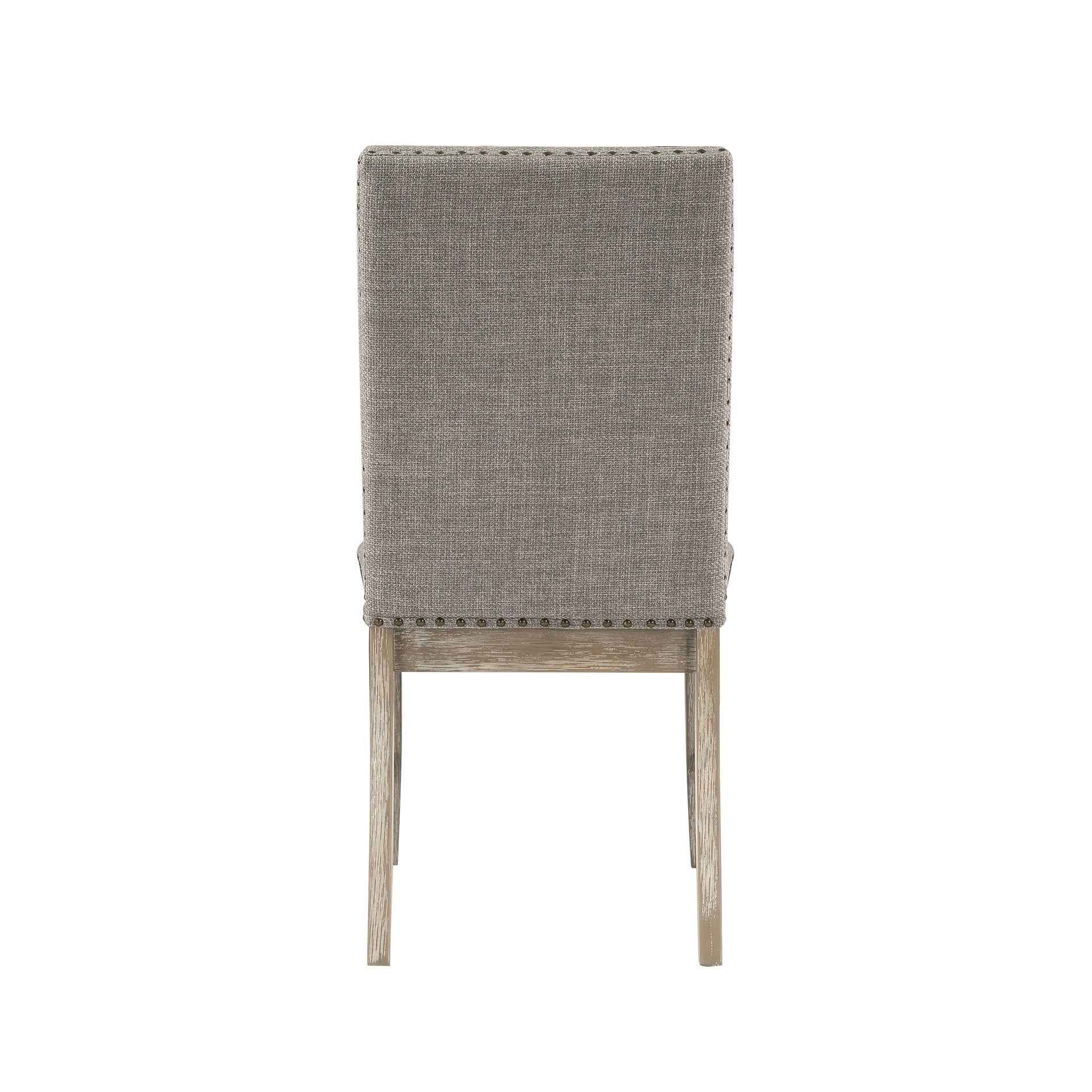 Set of 2 Side Chairs Upholstered Backrest Seat Nailhead Trim Brown Gray Finish Dining Furniture