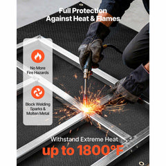 Welding Blanket, 4 x 6 FT Silicone Coated Fiberglass Welding Blanket, Up to 1800°F Heat Resistant Safety Protection Blankets, Flame Retardant Fireproof Insulation Mat with Metal Grommets
