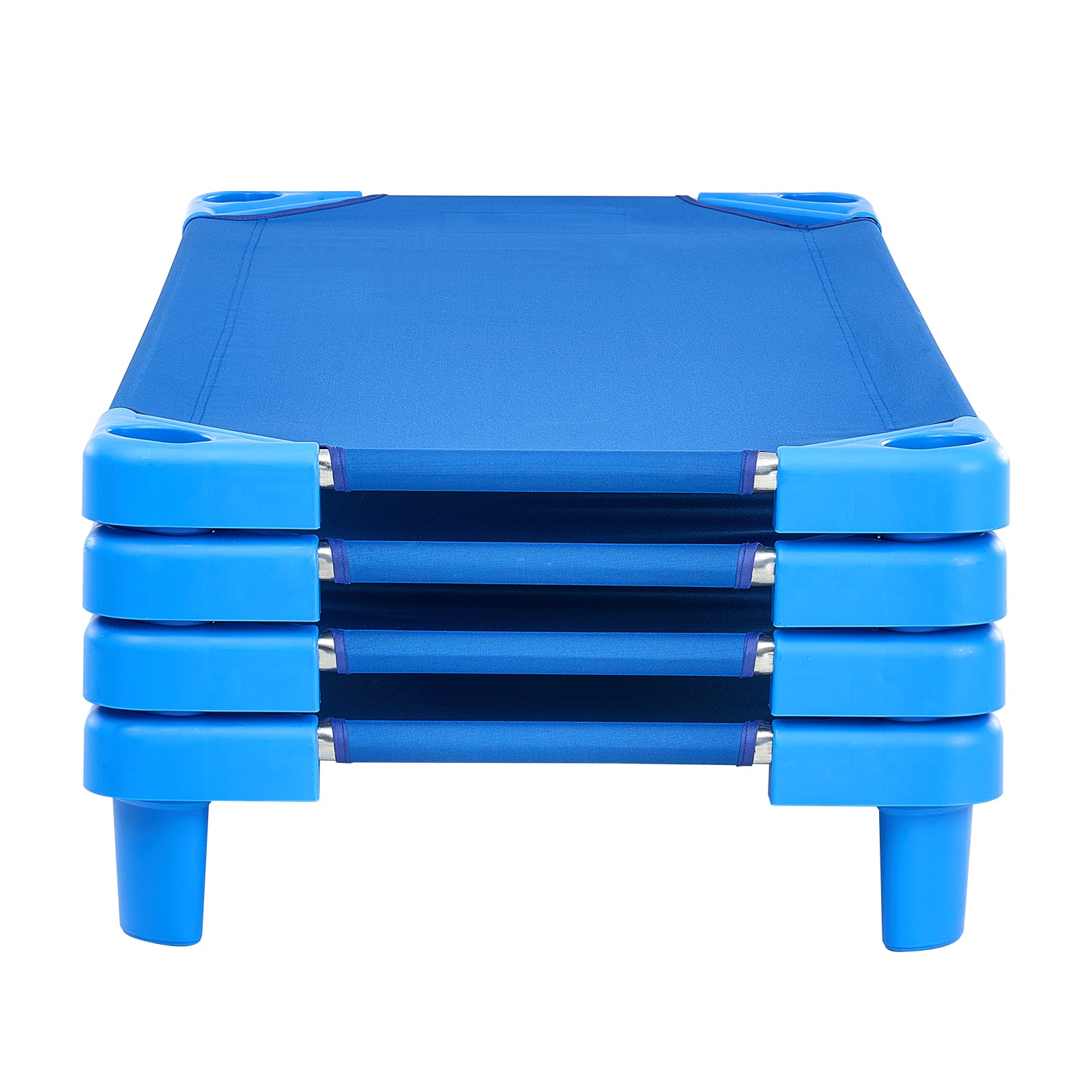 Stackable Kiddie Cot, Pack of 4, Portable Toddler Nap Cots, Standard Size 52" L x 23" W Daycare Cots for Kids, Preschool Classroom Daycare Beds for Sleeping, Resting, Naptime, Blue