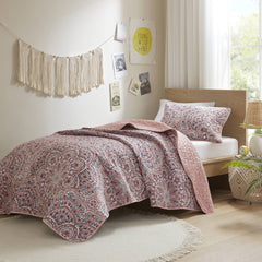 2-Piece Twin Boho Floral Reversible Quilt
