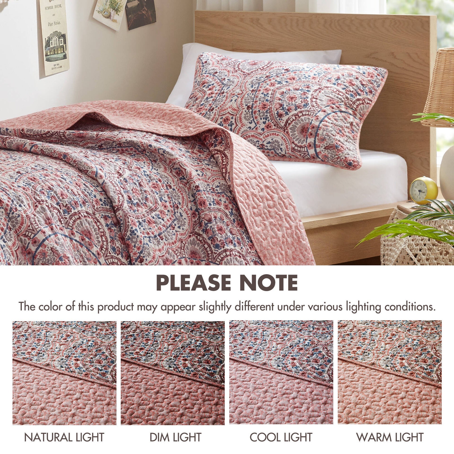 2-Piece Twin Boho Floral Reversible Quilt