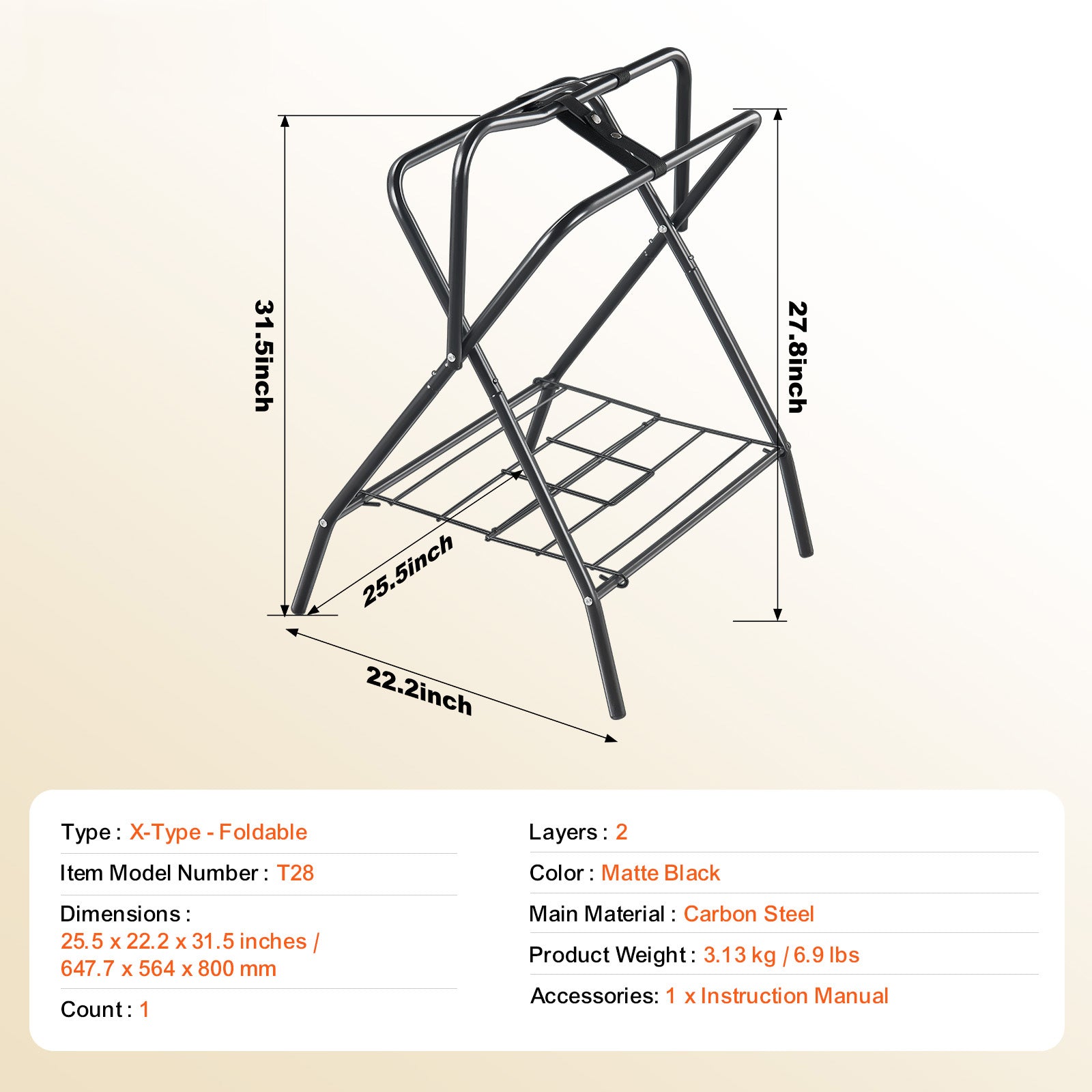 Folding Saddle Rack Freestanding Horse Saddle Stand for English Saddle