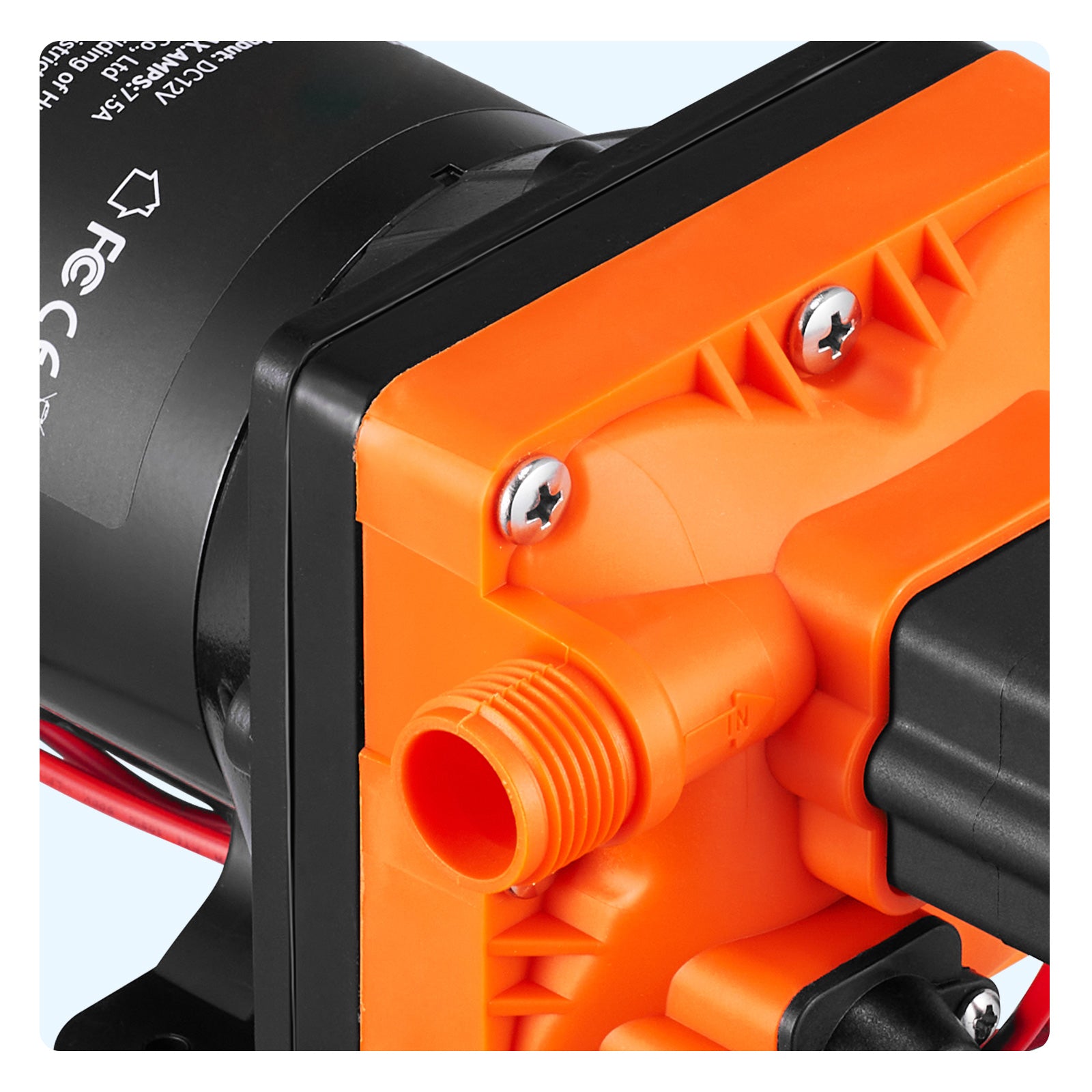 Water Diaphragm Pump, 12V DC, 3.5 GPM Flow, 55 PSI Rated Pressure (40-80 PSI Adjustable), 1/2" MNPT Self Priming Sprayer Pump with Pressure Switch for RV Camper Marine Boat Lawn, FCC Certified