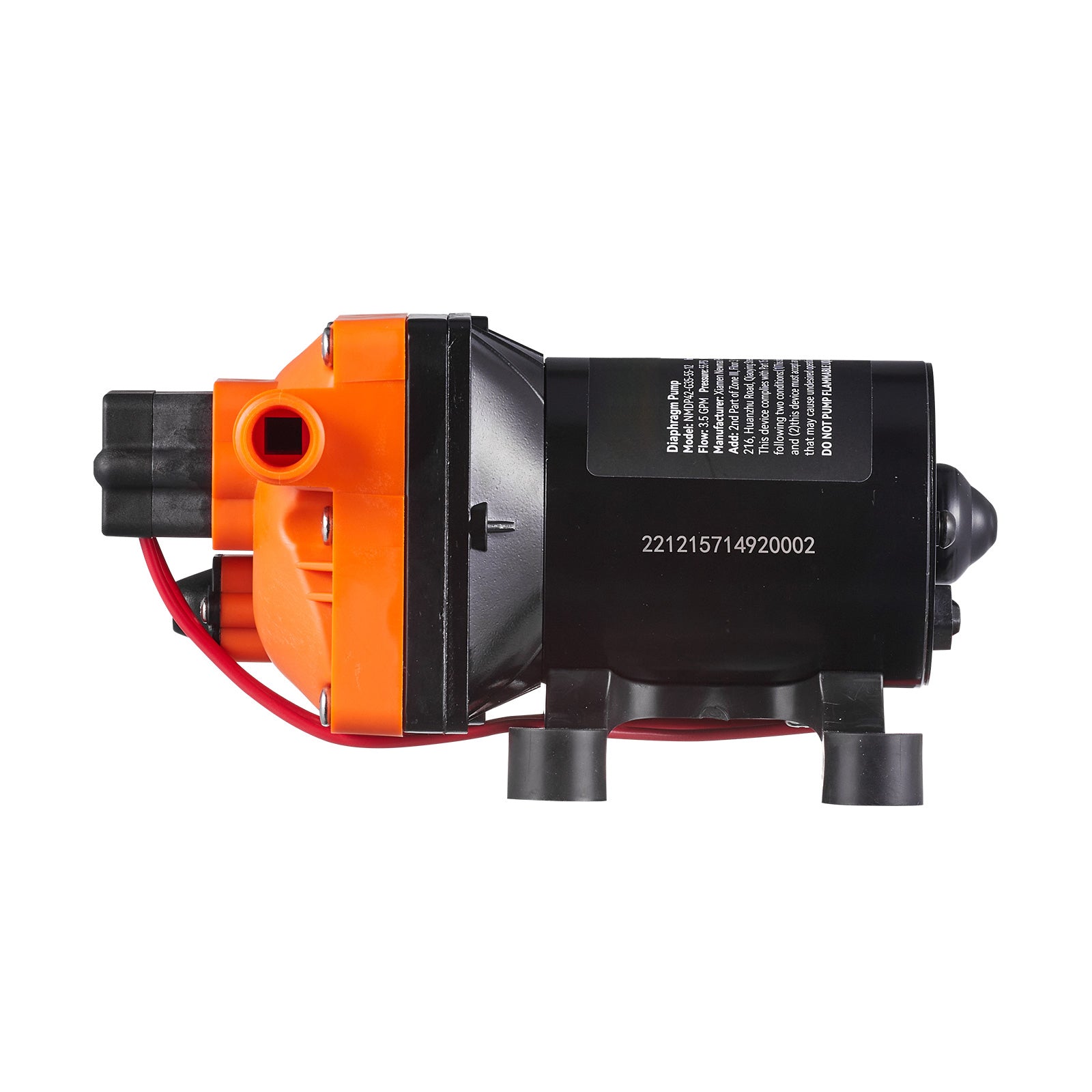 Water Diaphragm Pump, 12V DC, 3.5 GPM Flow, 55 PSI Rated Pressure (40-80 PSI Adjustable), 1/2" MNPT Self Priming Sprayer Pump with Pressure Switch for RV Camper Marine Boat Lawn, FCC Certified
