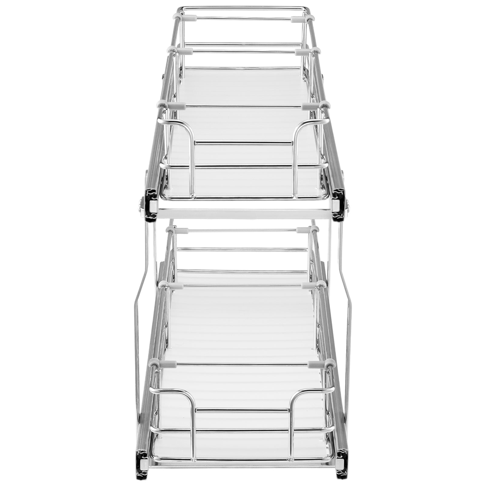 2-Tier 8.5"Wx21"Dx15"H Wire Pull Out Cabinet Under Sink Organizer Drawer Basket, 10"Wx22"Dx18"H  Install Size for Cabinet