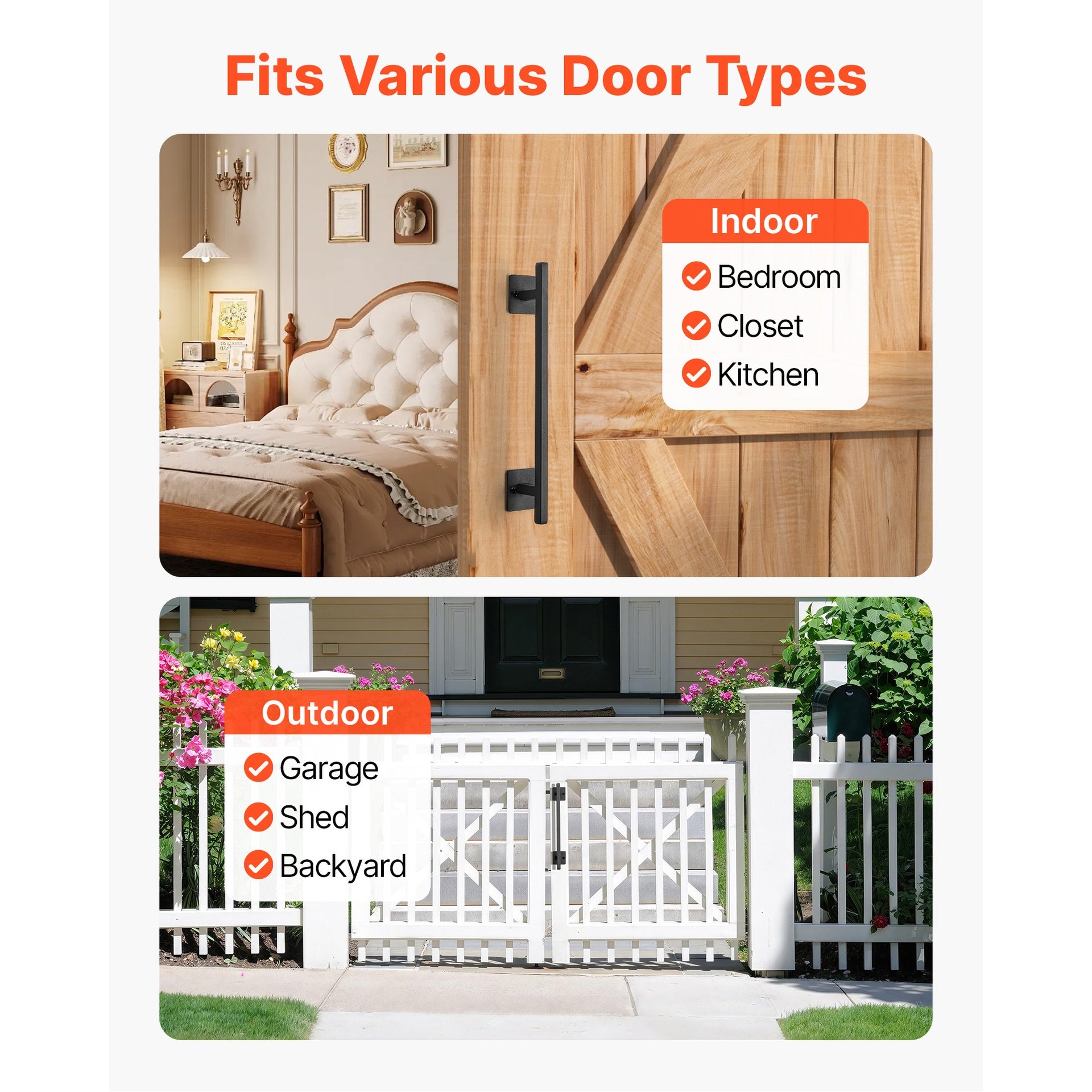 Barn Door Handle 12.6 in Rustic Heavy Duty Carbon Steel Garden Gate Pull Handle