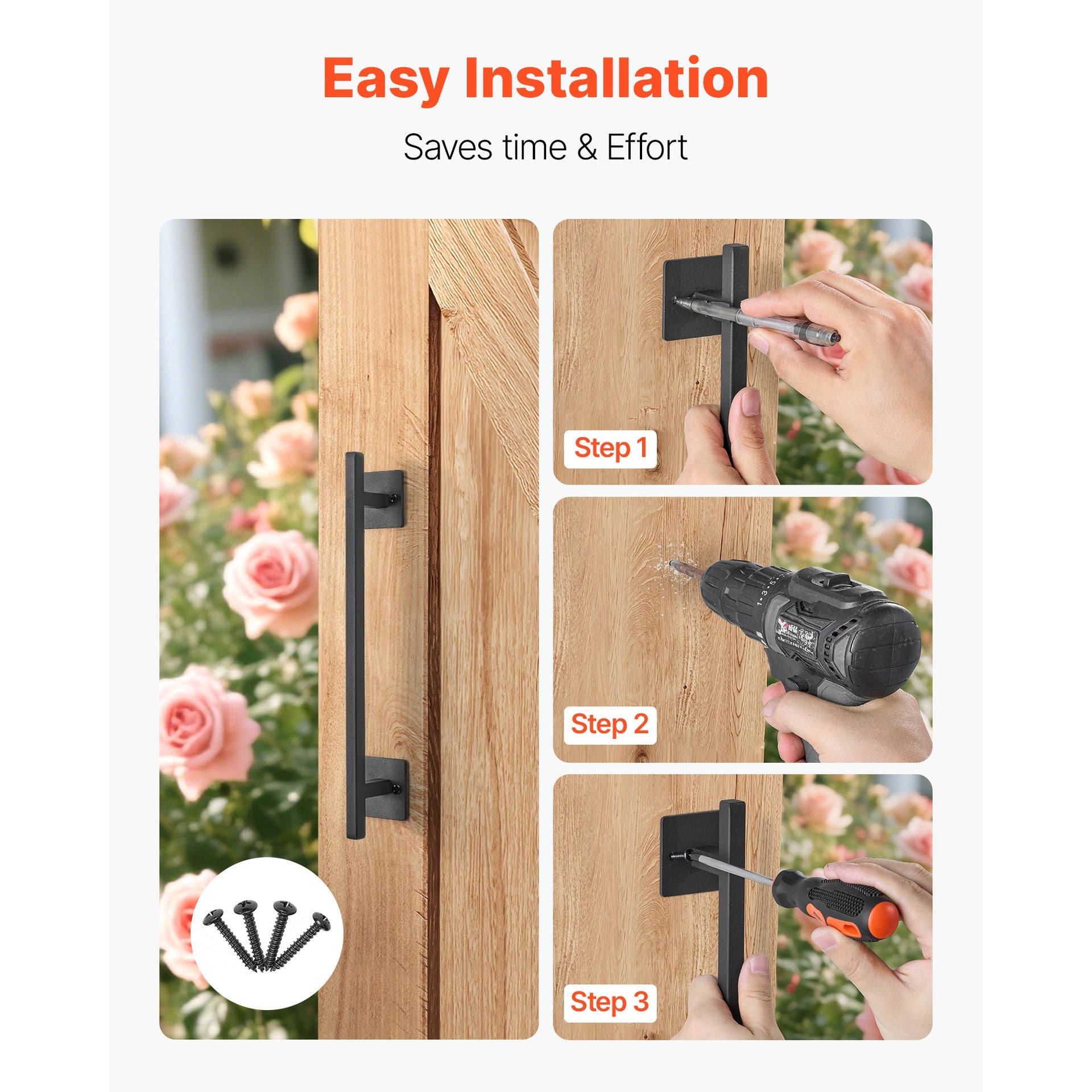 Barn Door Handle 12.6 in Rustic Heavy Duty Carbon Steel Garden Gate Pull Handle