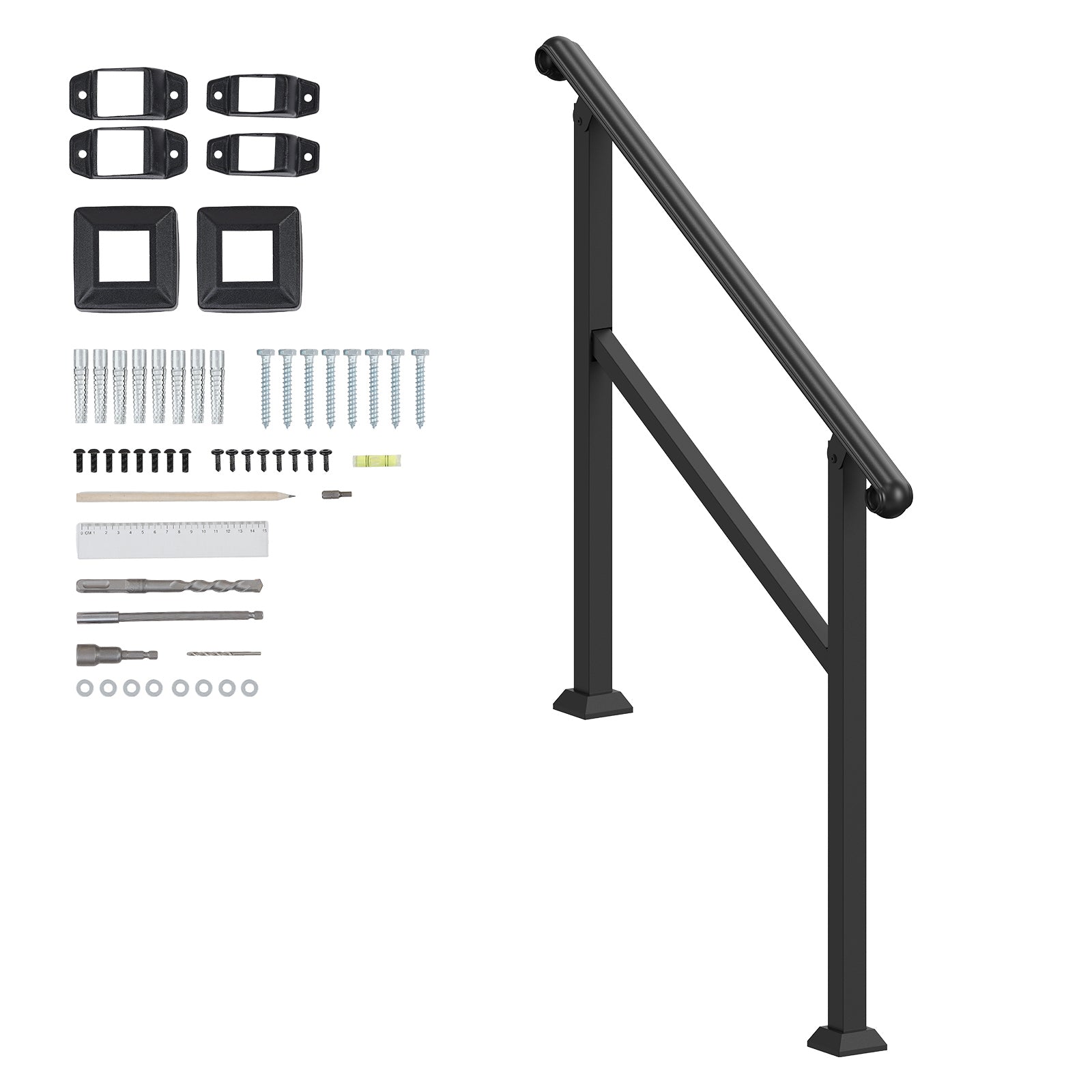2-3 Step Handrails for Outdoor Steps for Seniors Porch Deck Post