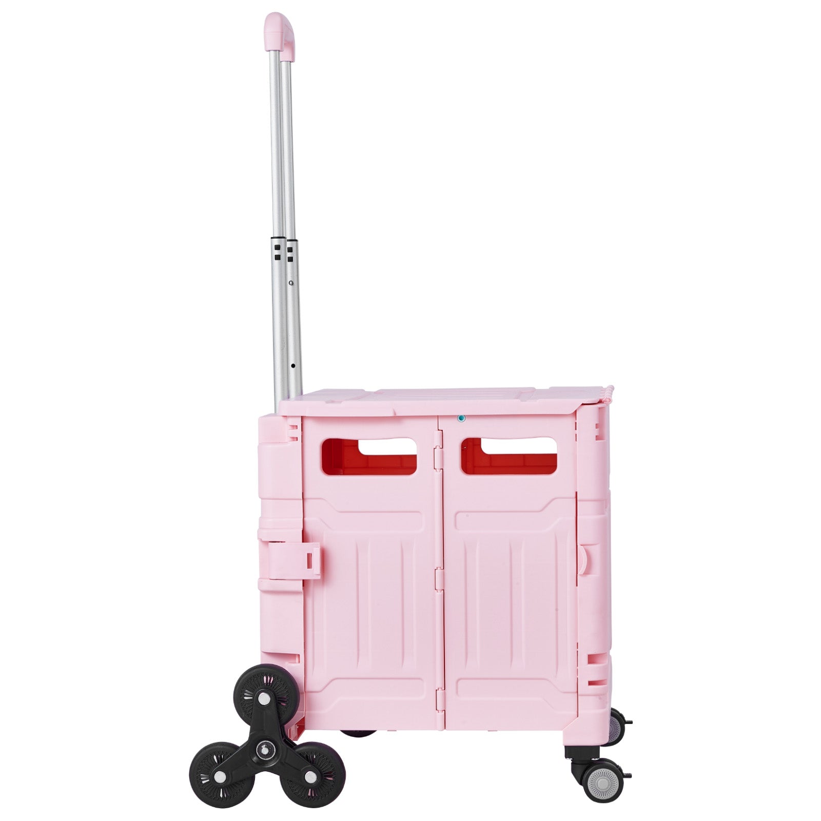 Foldable Cart with Stair Climbing Wheels Collapsible Rolling Crate 65L