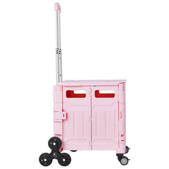 Foldable Cart with Stair Climbing Wheels Collapsible Rolling Crate 65L