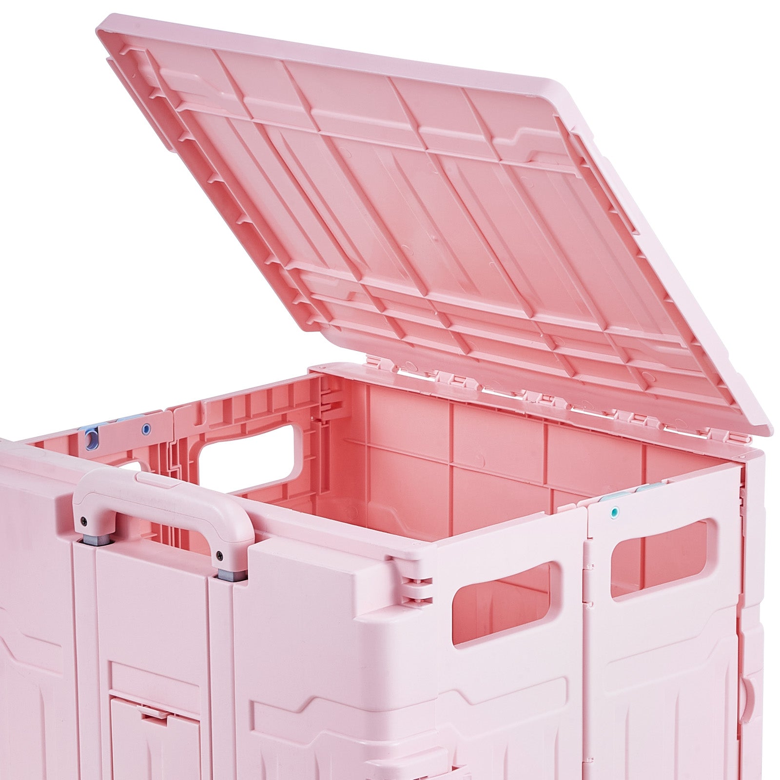 Foldable Cart with Stair Climbing Wheels Collapsible Rolling Crate 65L