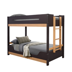 Contemporary Style Twin Over Twin  Bunk Bed Attached Side Ladder Insert An d Lock Joint Purple Mauve/Natural Finish Bedroom Furniture