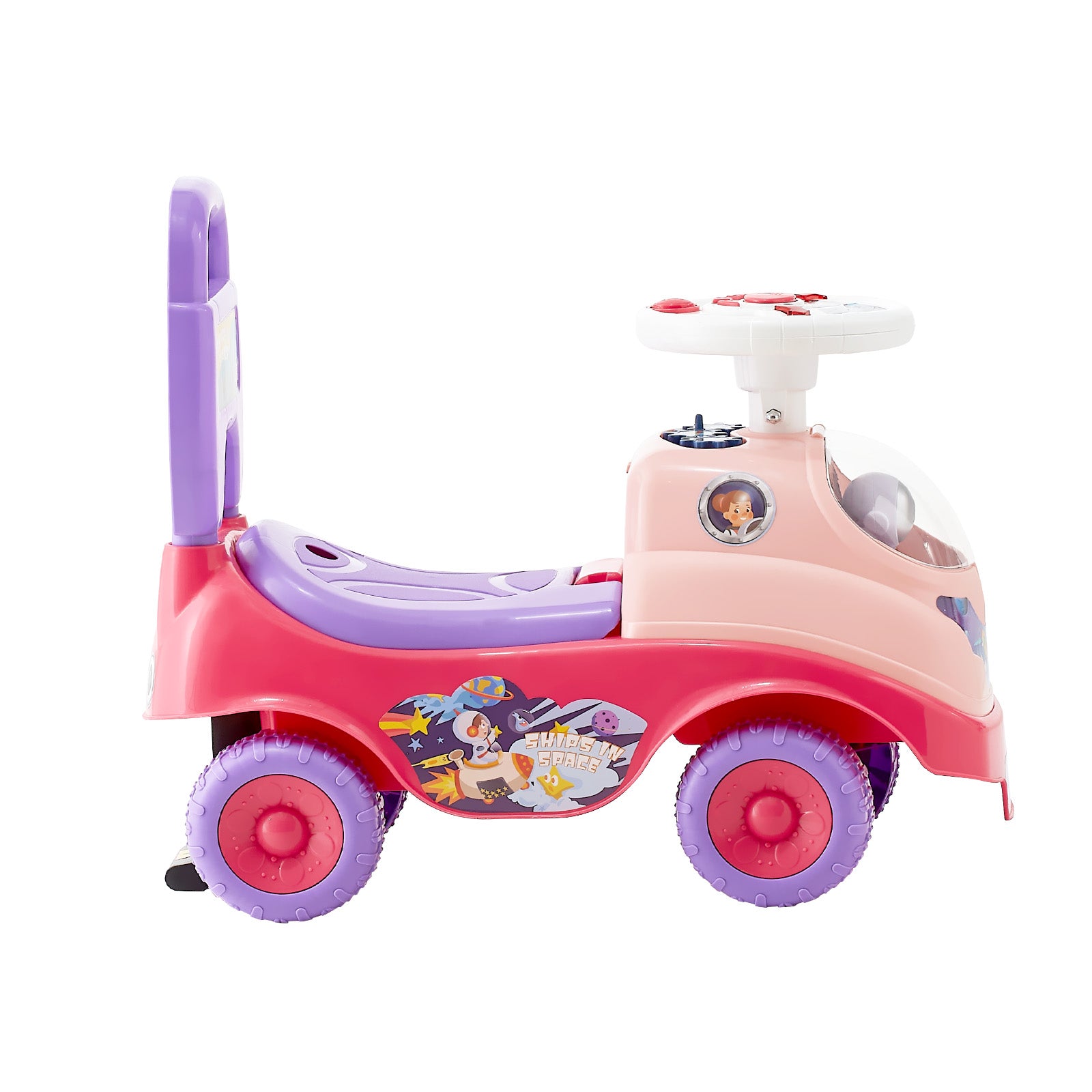 Ride On Toddler Push Car, Push Car for Toddler 19 to 36 Months, Kids Ride On Toy with Horn & Music, 48.5 lbs Load Capacity, Under-seat Storage, Foot-to-Floor Walker for Toddlers Boys Girls, Pink