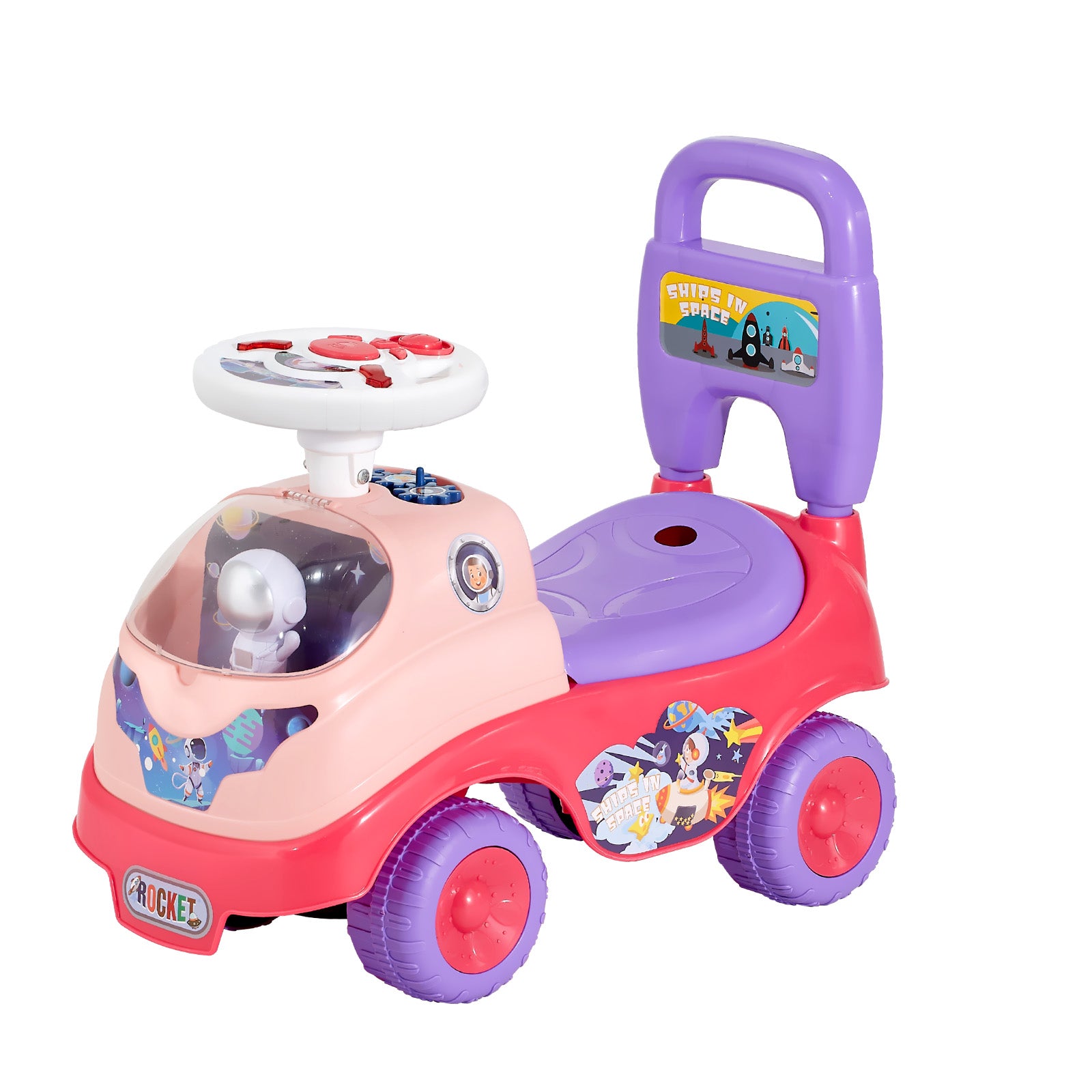 Ride On Toddler Push Car, Push Car for Toddler 19 to 36 Months, Kids Ride On Toy with Horn & Music, 48.5 lbs Load Capacity, Under-seat Storage, Foot-to-Floor Walker for Toddlers Boys Girls, Pink