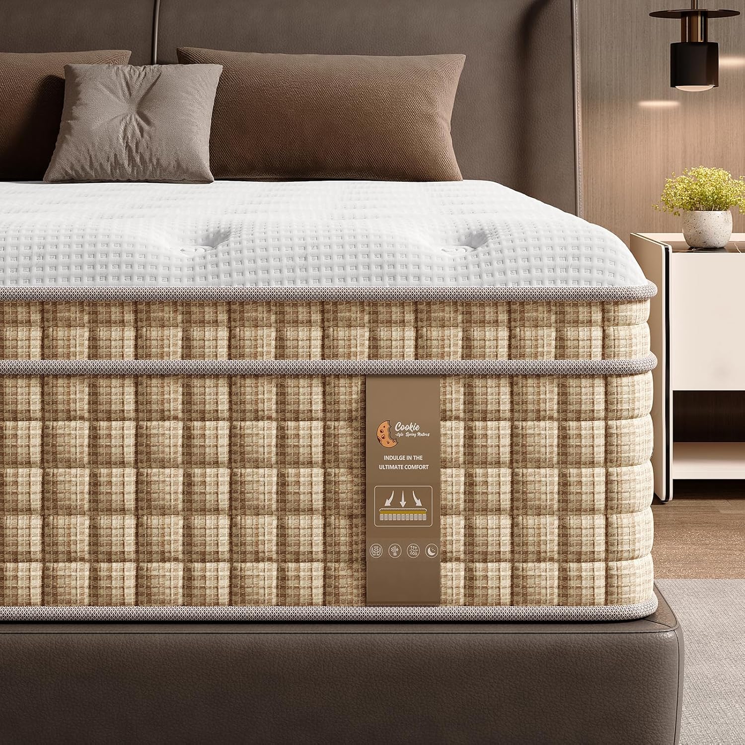 Queen Mattress 14 Inch, 7-Zone Contouring Bed in a Box,Firm Hotel Collection Hybrid Mattresses with Extra Lumbar & Shoulder Support