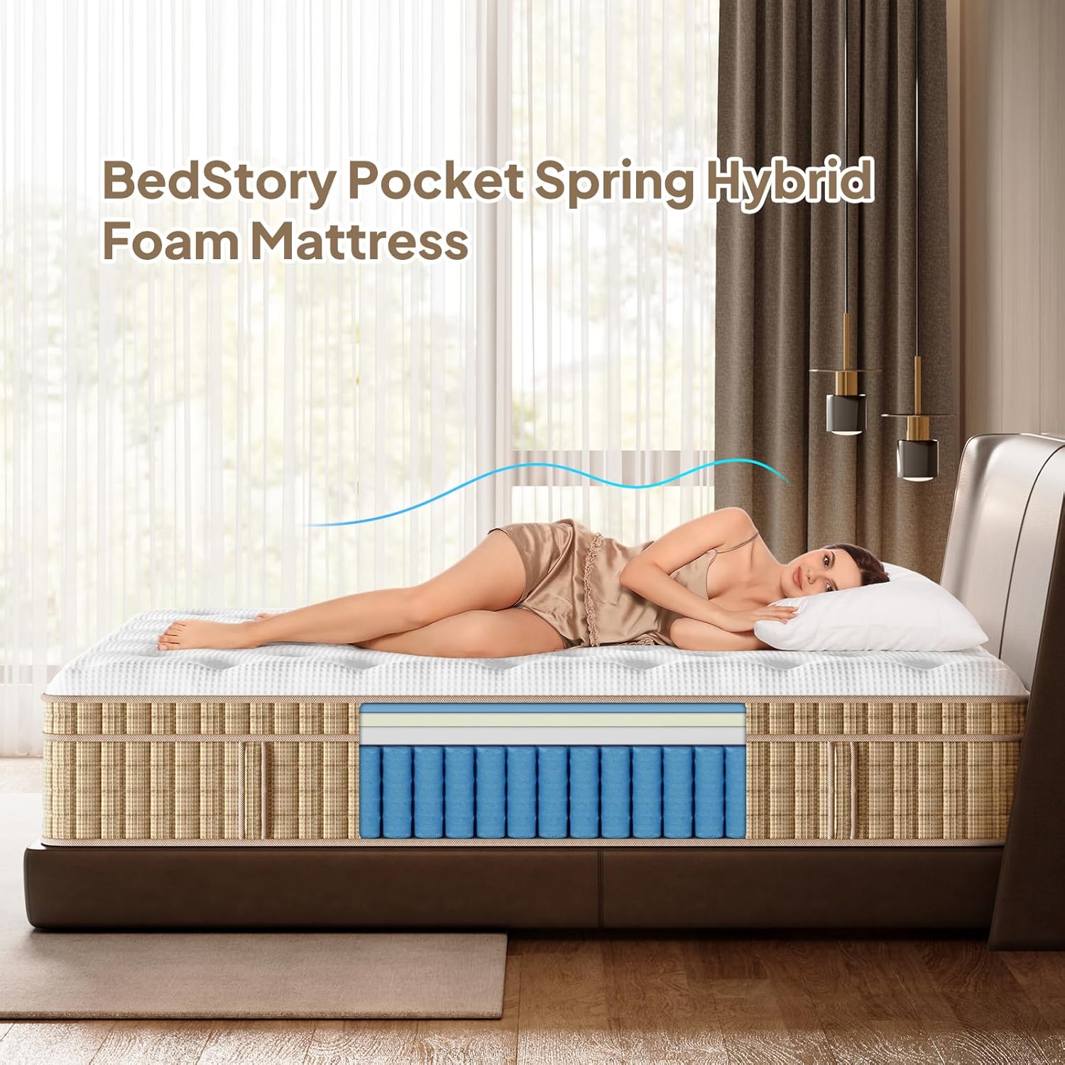 Queen Mattress 14 Inch, 7-Zone Contouring Bed in a Box,Firm Hotel Collection Hybrid Mattresses with Extra Lumbar & Shoulder Support