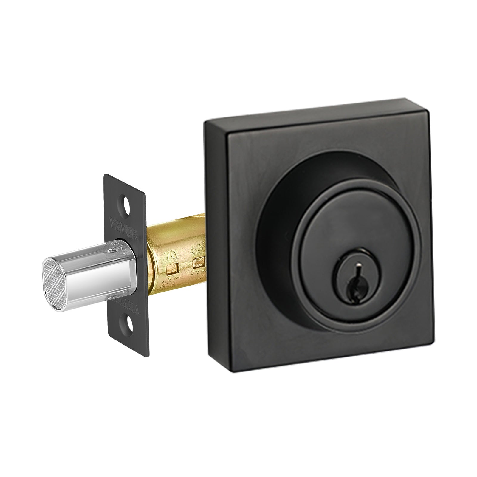 Deadbolt Lock Square Single Cylinder Dead Bolt Keyed 1 Side Matte Black 3 Keys