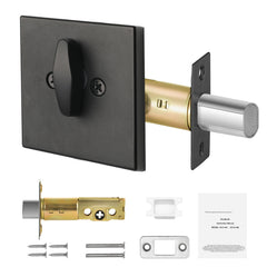 Deadbolt Lock Square Single Cylinder Dead Bolt Keyed 1 Side Matte Black 3 Keys