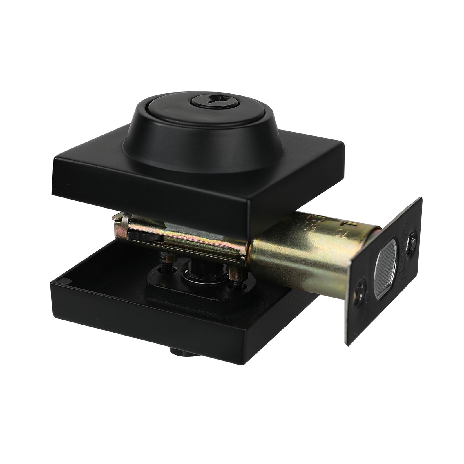 Deadbolt Lock Square Single Cylinder Dead Bolt Keyed 1 Side Matte Black 3 Keys