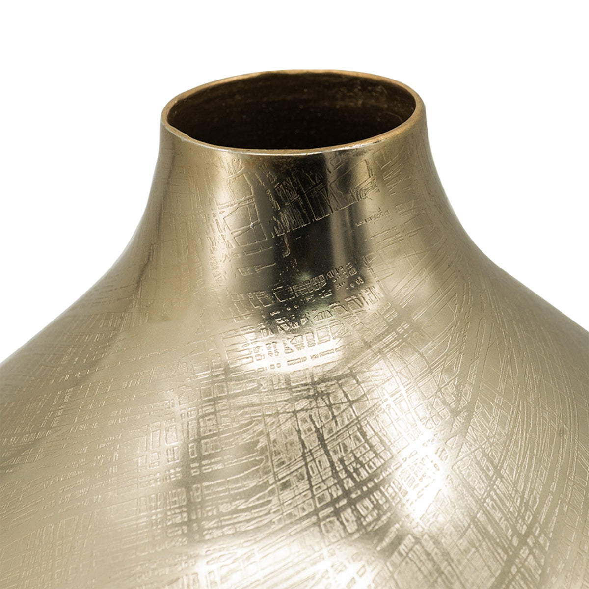 8.5x8.5x18.5" Aluminum Vase, Gold Streaks