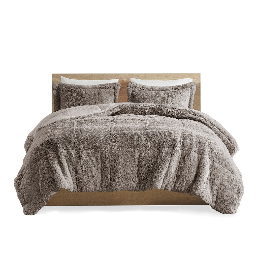 King/Cal King Shaggy Long Fur Comforter Mini Set