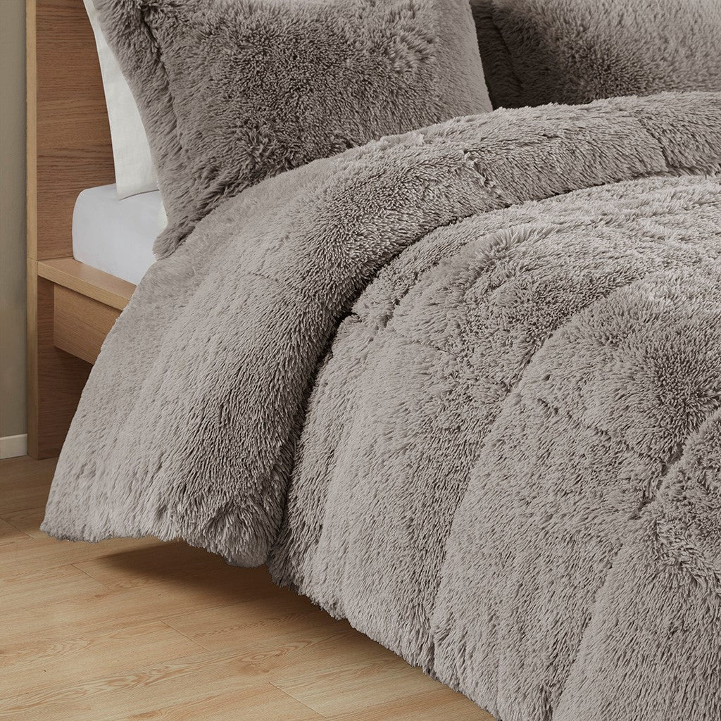 King/Cal King Shaggy Long Fur Comforter Mini Set