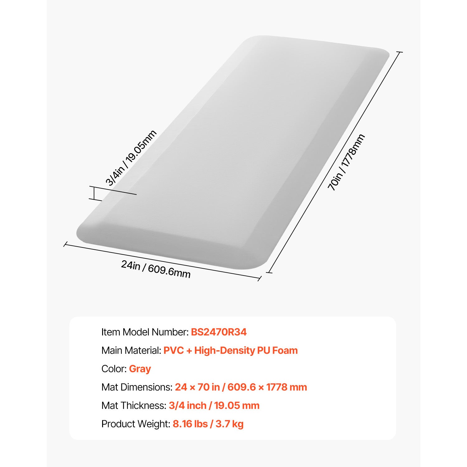 Fall Mat for Elderly 3/4-inch Thickened Fall Protection Mat 24 x 70 inch