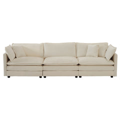 U-Shaped Sectional Sofa w/Reversible Footrest, 5-Seater Convertible Corner Couch with 2 Ottomans ,Modern Minimalist Soft Sofa & Couch for Living Room , Beige Chenille