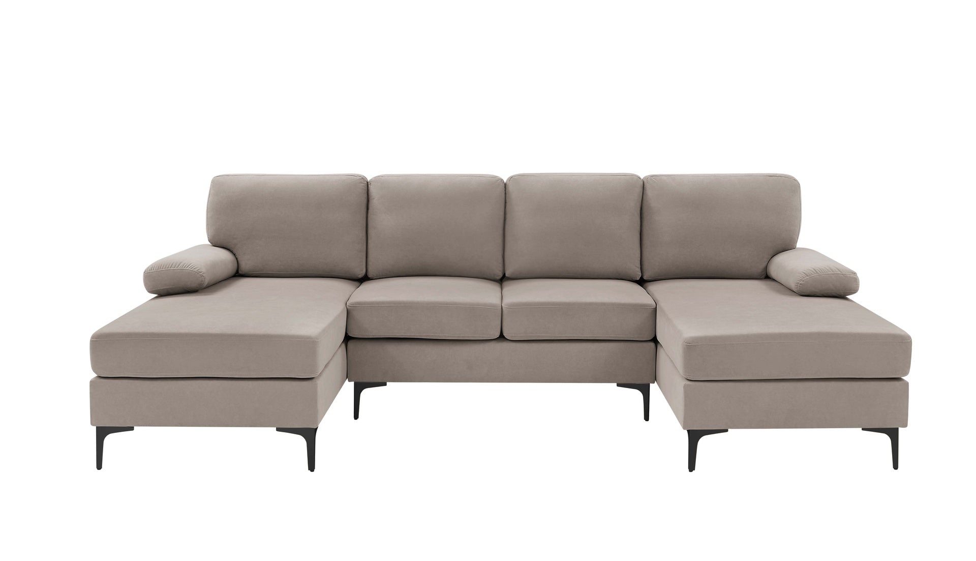 Polyester Blend Upholstered U-Shape Sectional with Metal Legs
