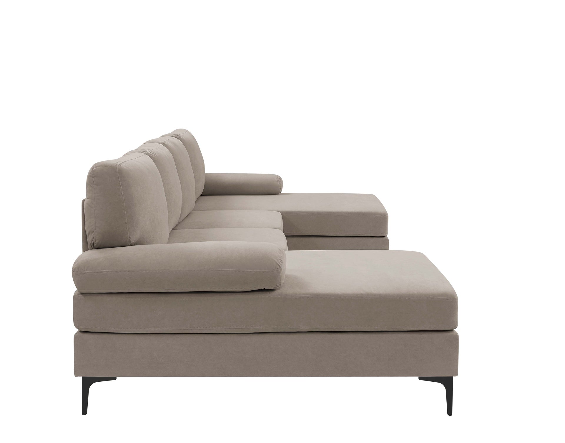 Polyester Blend Upholstered U-Shape Sectional with Metal Legs