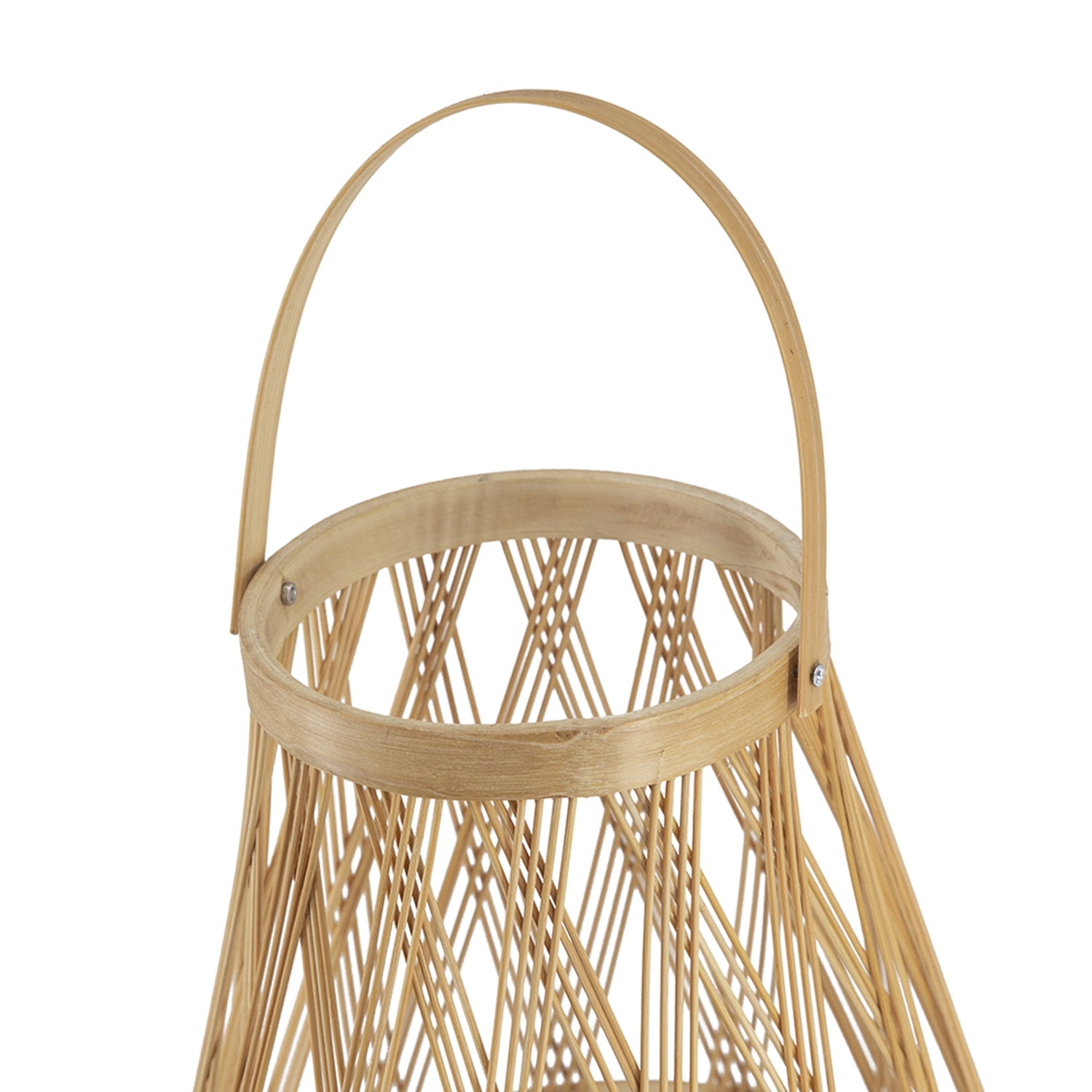 D9.5x13.5" Sienna Bamboo Lantern with Rope Handle