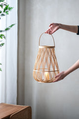 D9.5x13.5" Sienna Bamboo Lantern with Rope Handle