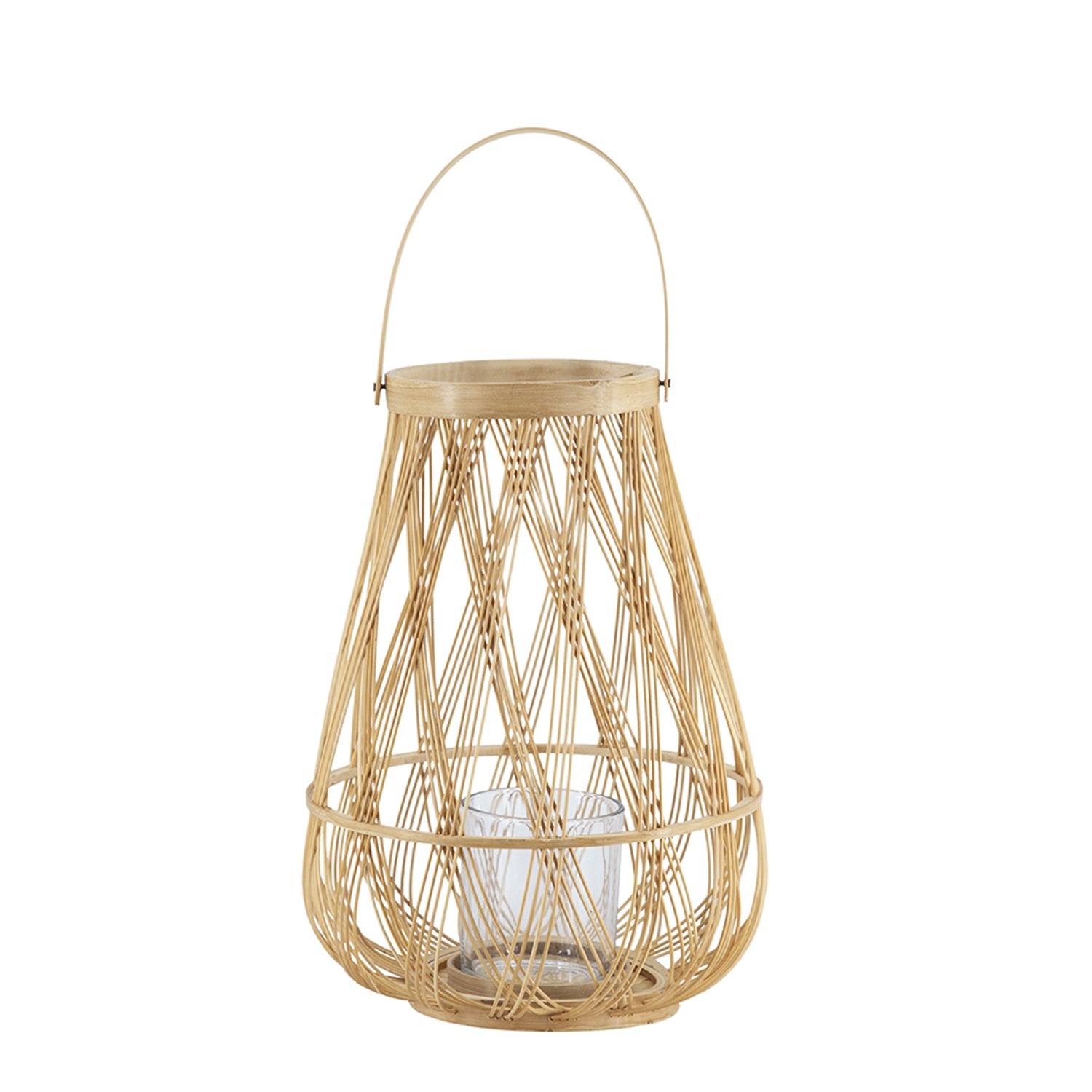 D9.5x13.5" Sienna Bamboo Lantern with Rope Handle