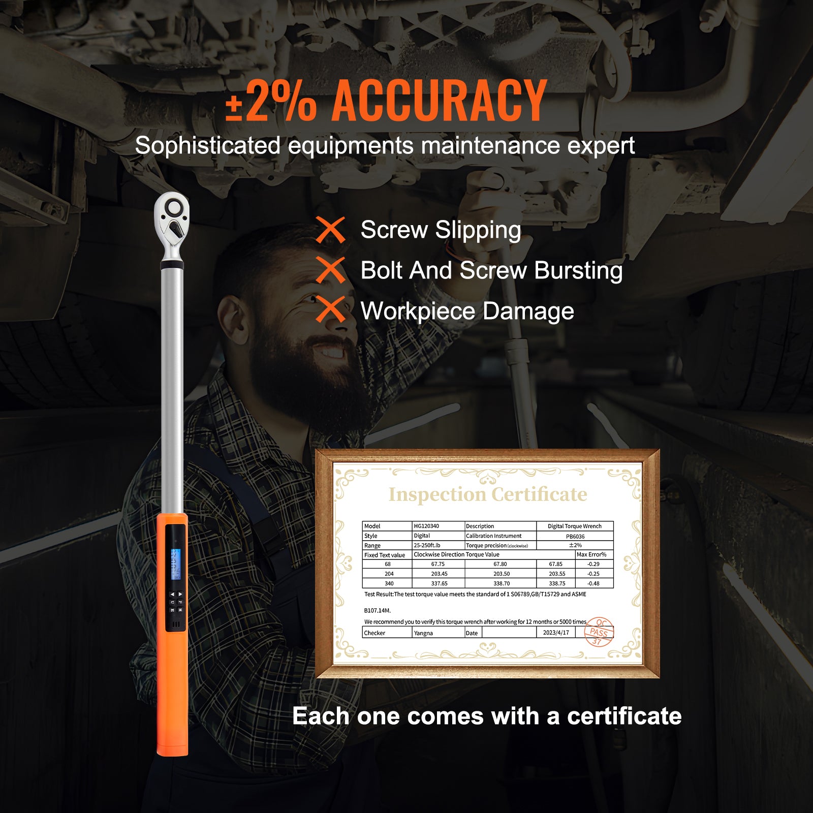 Digital Torque Wrench, 1/2" Drive Electronic Torque Wrench, Torque Wrench Kit 25-250ft.lb/34-340n.m Torque Range Accurate to ±2%, 3-Mode Adjustable Torque Wrench Set with LED Buzzer Calibration