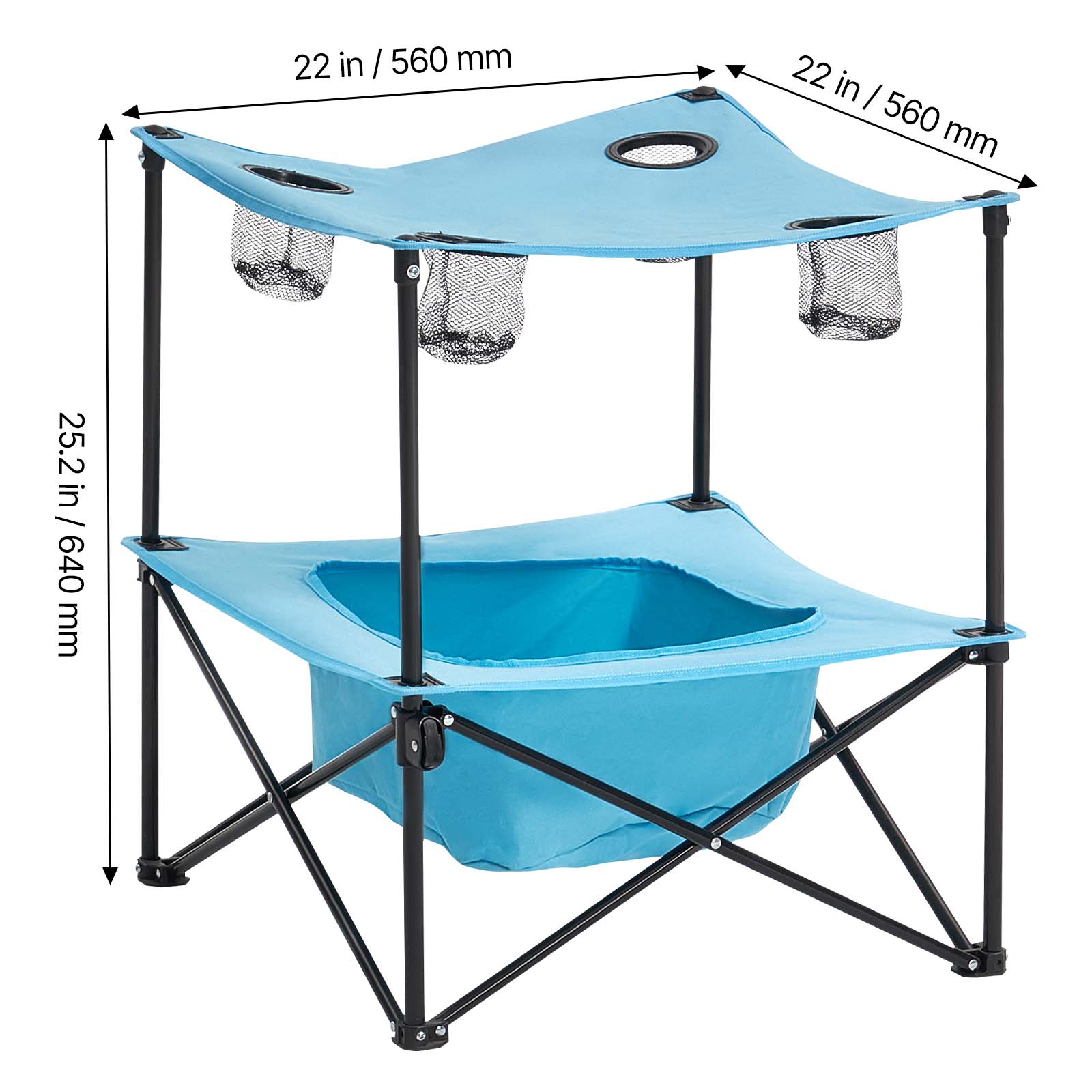 Folding Portable Camping Table Oxford Outdoor Picnic Square Table 4 Cup Holders