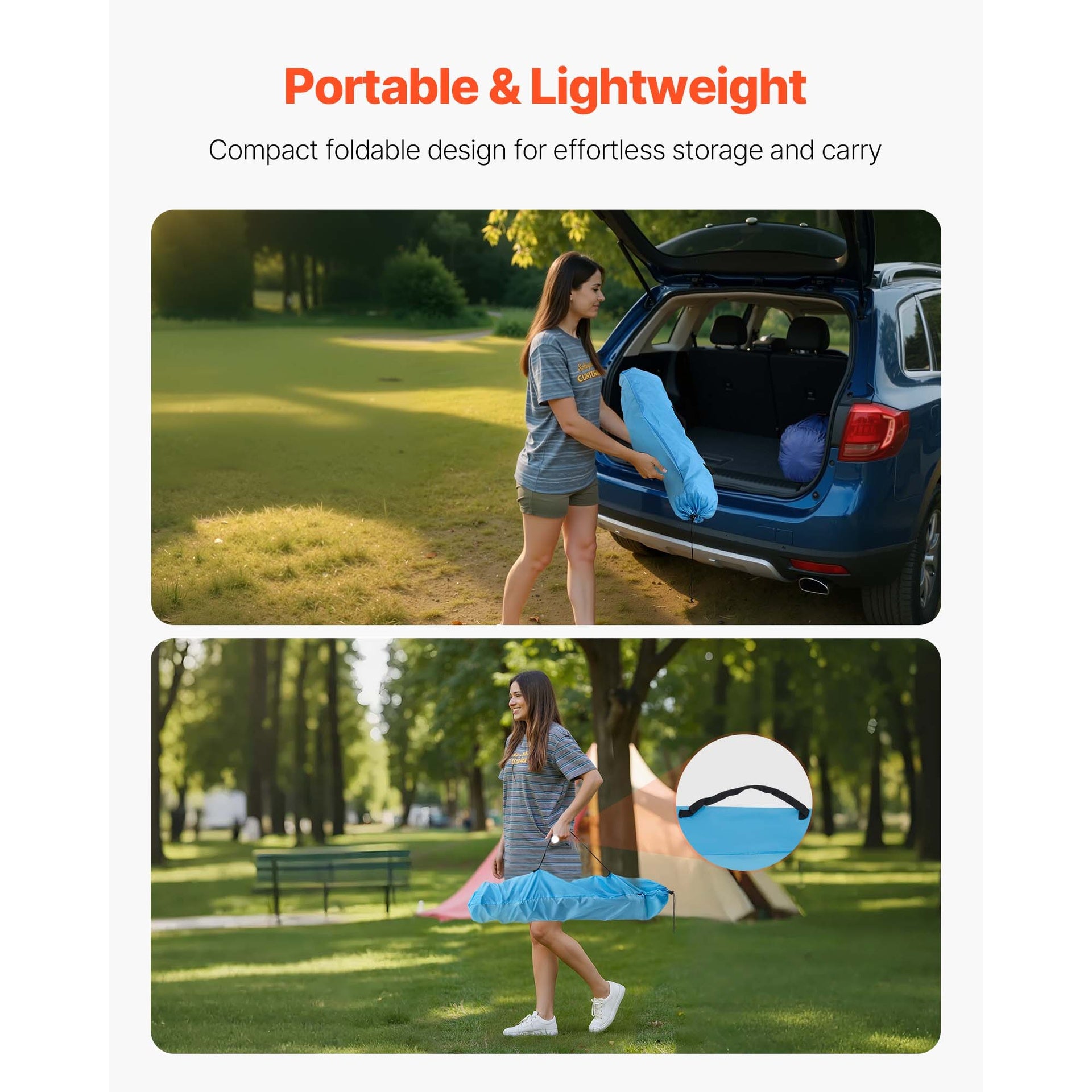Folding Portable Camping Table Oxford Outdoor Picnic Square Table 4 Cup Holders