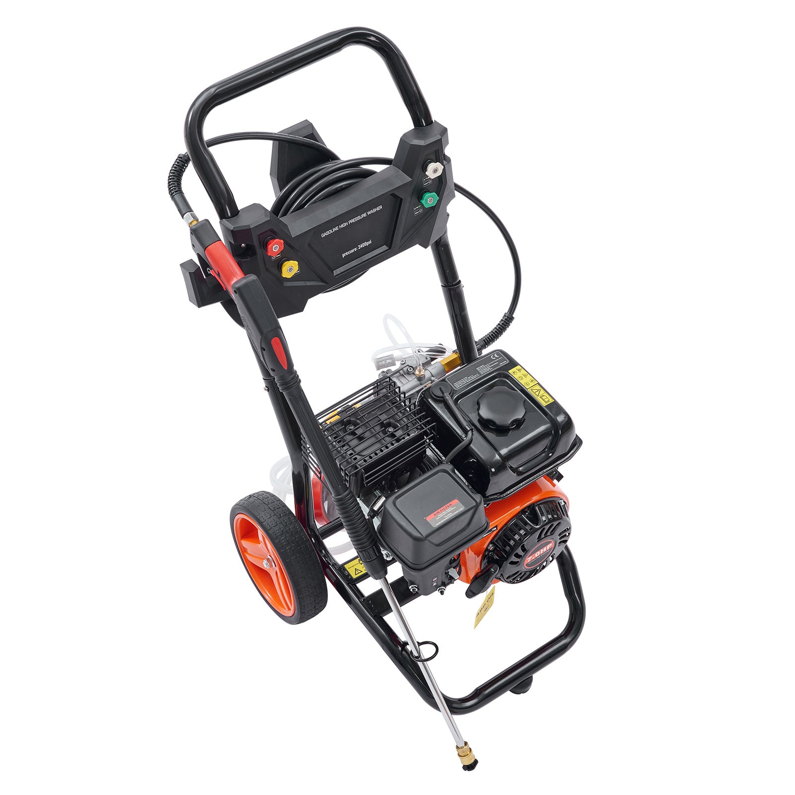 Gas Pressure Washer, 3400 PSI 2.6 GPM, Gas Powered Pressure Washer with Aluminum Pump, Spray Gun and Extension Wand, 5 Quick Connect Nozzles, for Cleaning Cars, Homes, Driveways, Patios