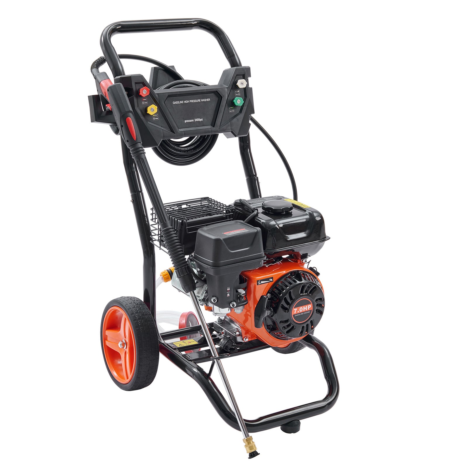 Gas Pressure Washer, 3400 PSI 2.6 GPM, Gas Powered Pressure Washer with Aluminum Pump, Spray Gun and Extension Wand, 5 Quick Connect Nozzles, for Cleaning Cars, Homes, Driveways, Patios